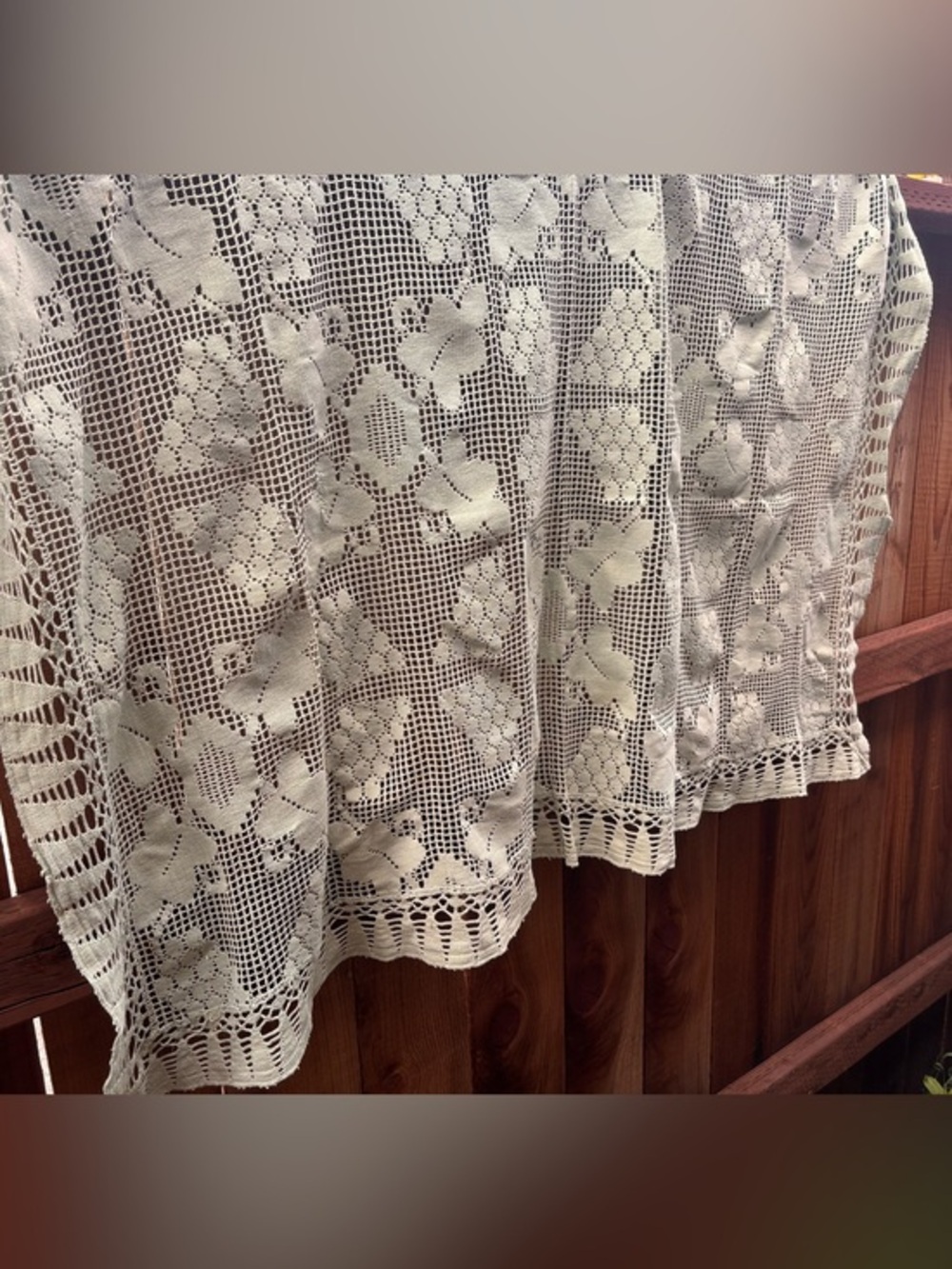 Light green vintage handmadecrochet lace  tablecloth grape